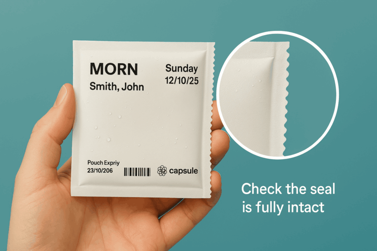 Easily identify tamperingSealed pouches ensure that your medication has not been exposed