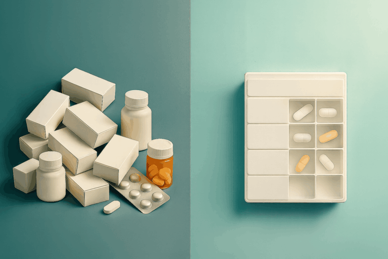 Reduce ConfusionEach dose is clearly organised by day and time, so it’s easy to see what to take and when. No more missed or doubled doses.