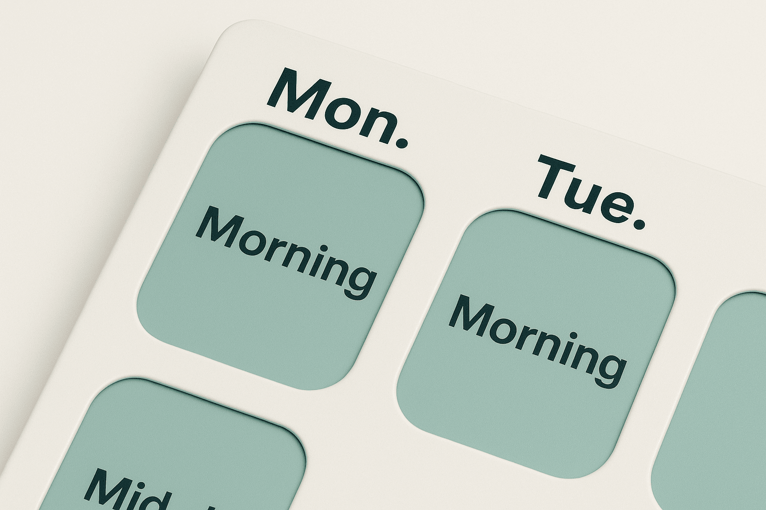 Stay on track with your medicationEach dose is clearly organised by day and time, so it’s easy to see what to take and when. No more missed or doubled doses.